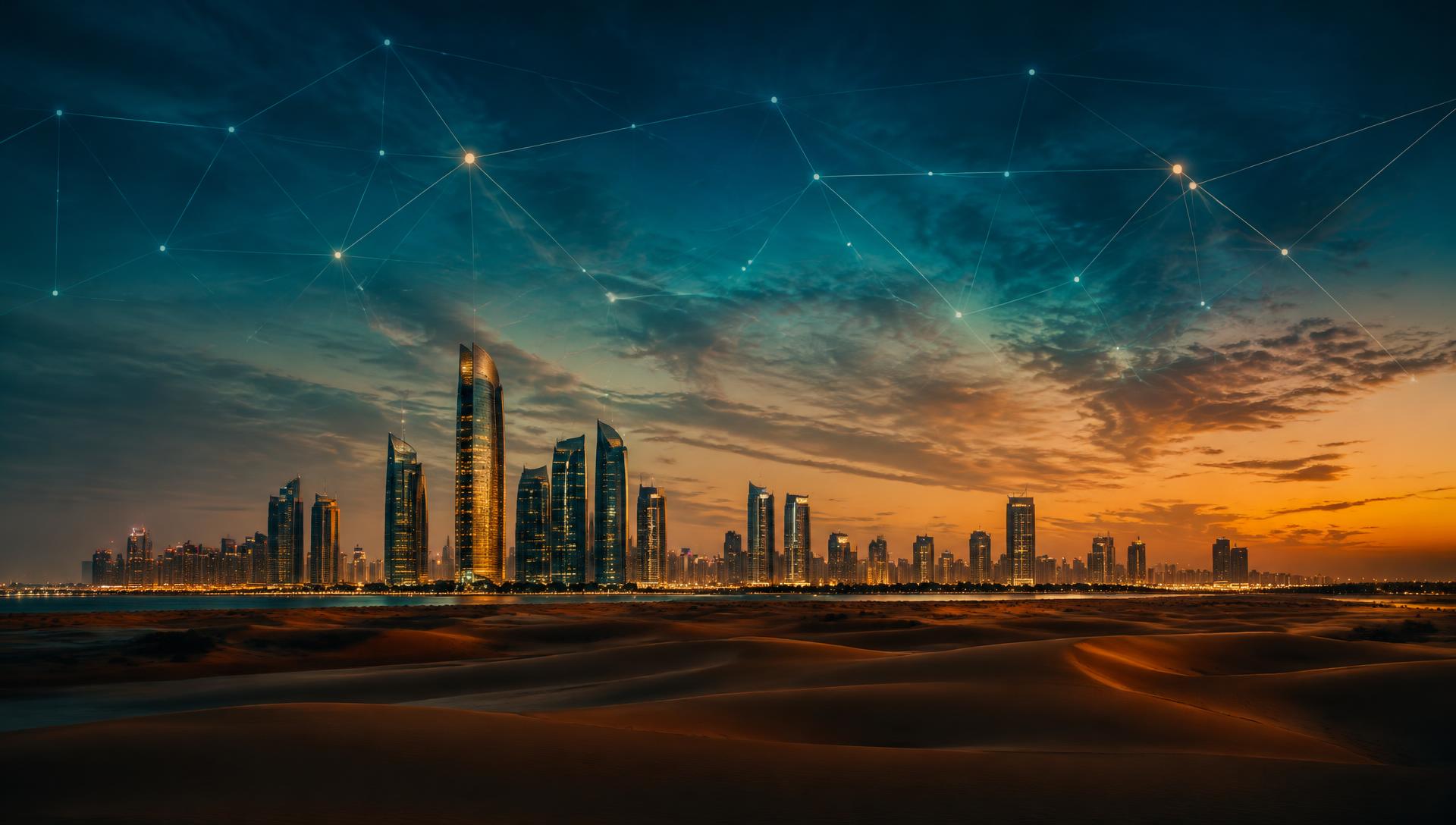 Abu Dhabi skyline at dusk
